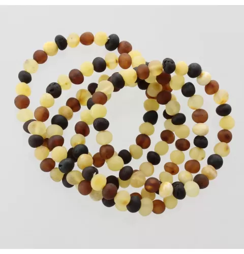 5 Raw Multi BAROQUE Baltic amber adult stretch bracelets 18cm