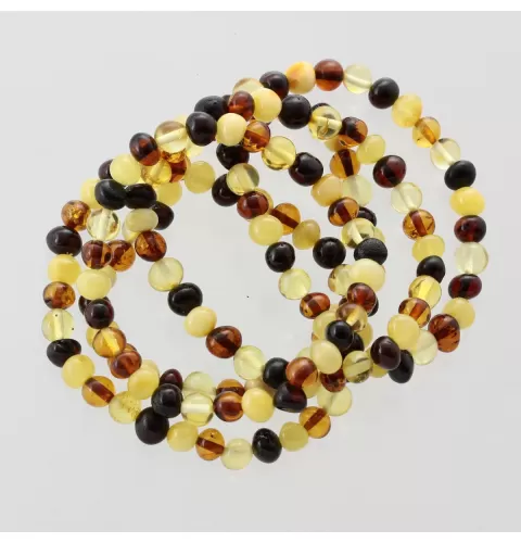 5 Multi BAROQUE Baltic amber adult stretch bracelets 18cm