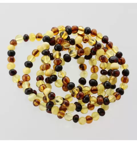 6 Multi BAROQUE Baltic amber adult stretch bracelets 18cm