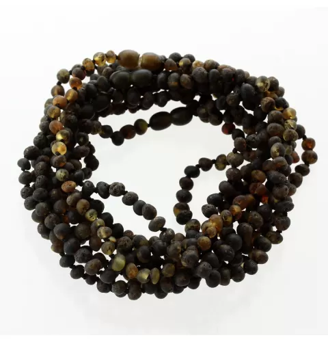 10 Raw Dark BAROQUE Baltic amber teething necklaces 28cm
