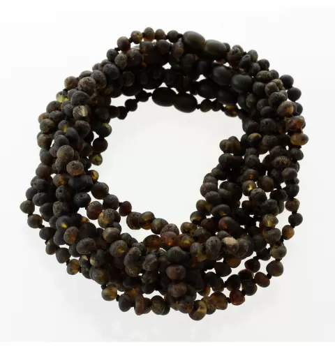 10 Raw Dark BAROQUE Baltic amber teething necklaces 28cm