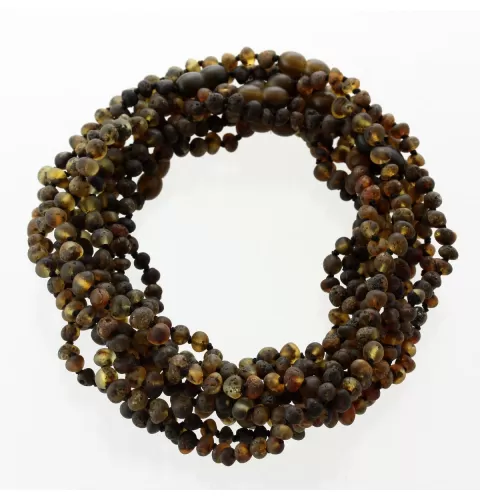 10 Raw Dark BAROQUE Baltic amber teething necklaces 33cm