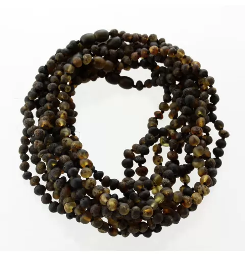 10 Raw Dark BAROQUE Baltic amber teething necklaces 33cm