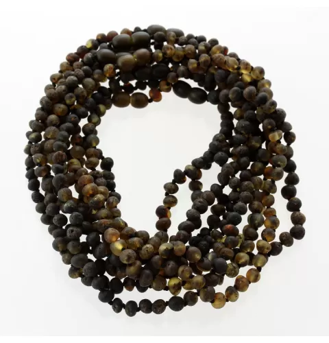 10 Raw Dark BAROQUE Baltic amber teething necklaces 33cm
