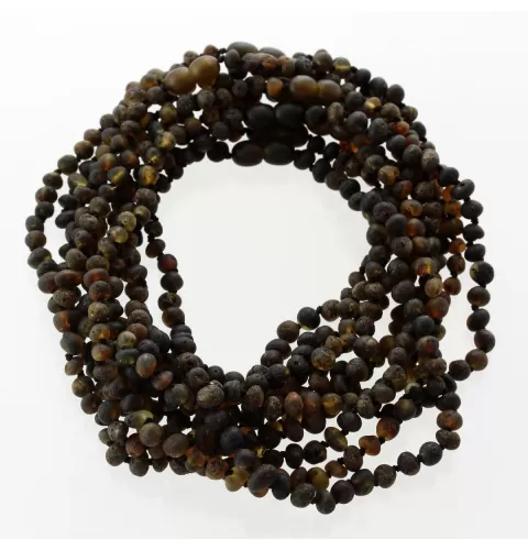 10 Raw Dark BAROQUE Baltic amber teething necklaces 33cm