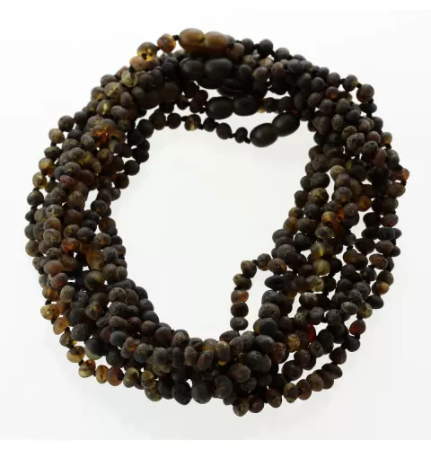 10 Raw Dark BAROQUE Baltic amber teething necklaces 33cm