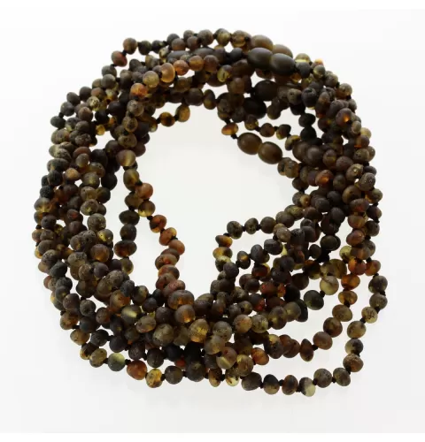 10 Raw Dark BAROQUE Baltic amber teething necklaces 33cm