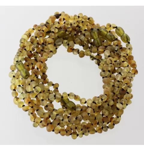 10 Raw Green BAROQUE Baltic amber teething necklaces 28cm
