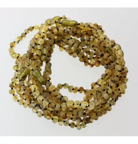 10 Raw Green BAROQUE Baltic amber teething necklaces 28cm