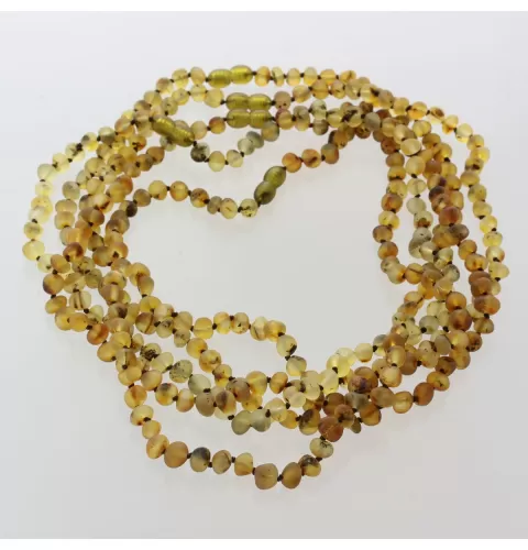5 Raw Green BAROQUE Baltic amber adult necklaces 46cm