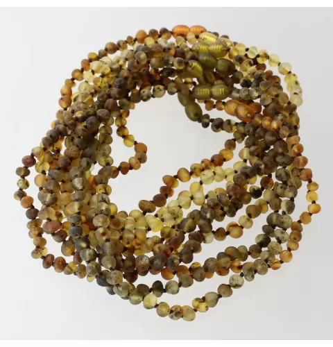 10 Big Raw Green BAROQUE Baltic amber teething necklaces 33cm