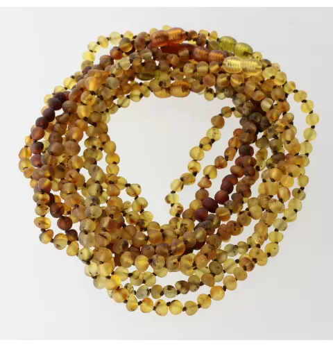 10 Big Raw Green BAROQUE Baltic amber teething necklaces 33cm