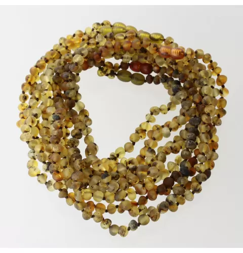10 Big Raw Green BAROQUE Baltic amber teething necklaces 33cm