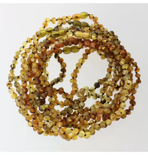 10 Raw Green BAROQUE Baltic amber teething necklaces 33cm