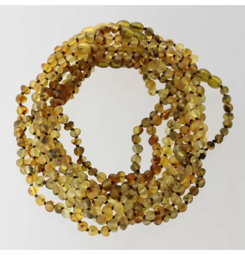 10 Raw Green BAROQUE Baltic amber teething necklaces 33cm