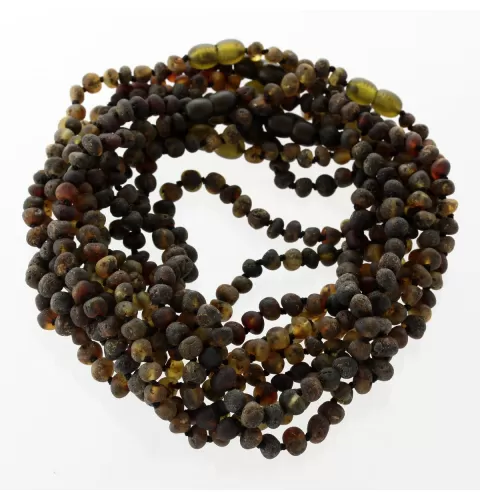 10 Raw Dark BAROQUE Baltic amber teething necklaces 33cm