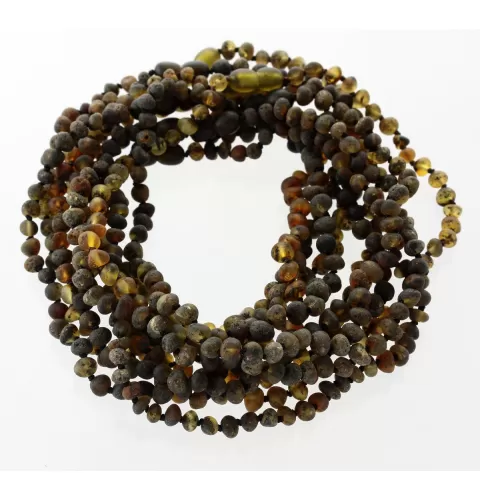 10 Raw Dark BAROQUE Baltic amber teething necklaces 33cm