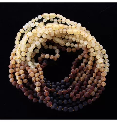 10 Raw Rainbow BAROQUE Baby teething Baltic amber necklaces 33cm
