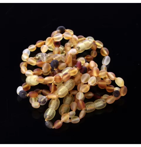 10 Raw Mix BEANS Baltic amber teething bracelets 12cm