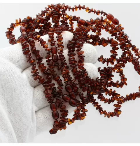 10 Cognac CHIPS Baltic amber teething Baby necklaces 32cm