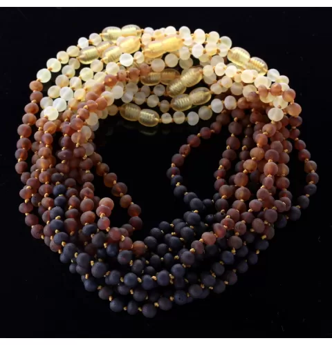 10 Raw Rainbow BAROQUE Baby teething Baltic amber necklaces 32cm
