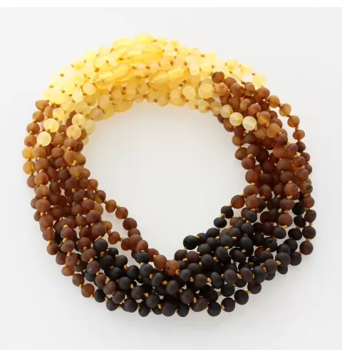 10 Raw Rainbow BAROQUE Baby teething Baltic amber necklaces 32cm