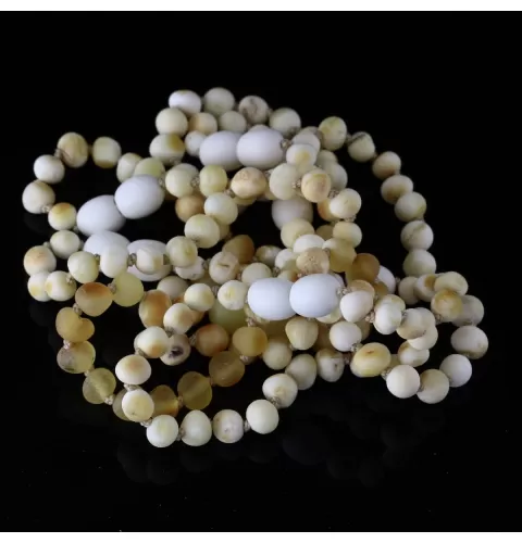 7 Raw White BAROQUE Baltic amber teething bracelets 14cm