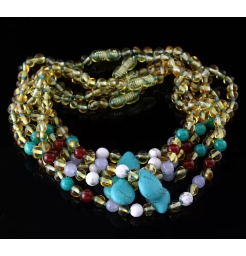 5 Gem Lemon Baltic Amber teething necklaces 33cm