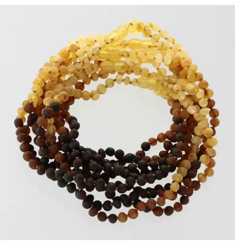 10 Raw Rainbow BAROQUE Baby teething Baltic amber necklaces 32cm