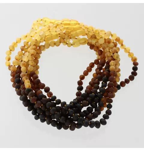 10 Raw Rainbow BAROQUE Baby teething Baltic amber necklaces 32cm