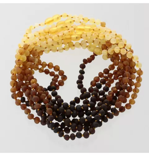 10 Raw Rainbow BAROQUE Baby teething Baltic amber necklaces 32cm