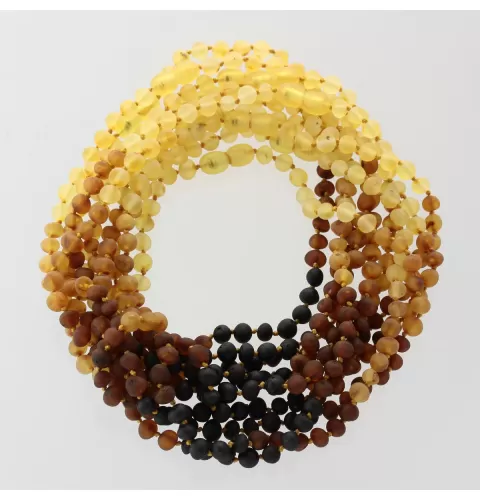 10 Raw Rainbow BAROQUE teething Baltic amber necklaces 32cm
