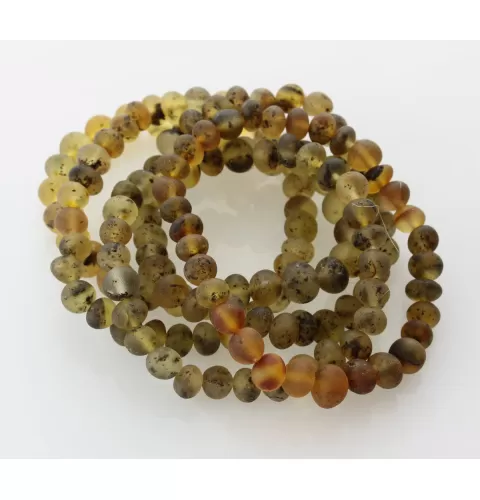 5 Raw Green BAROQUE Baltic Amber Stretch Bracelet 19cm