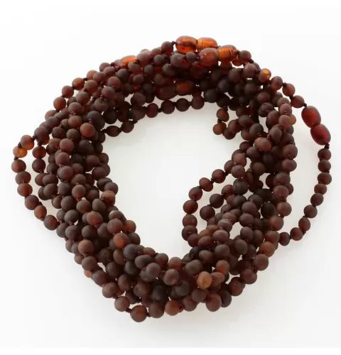 10 Raw Cognac BAROQUE Baltic amber teething necklaces 32cm
