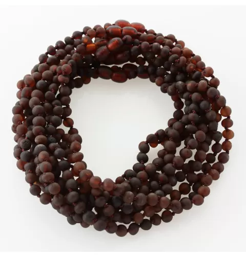 10 Raw Cognac BAROQUE Baltic amber teething necklaces 32cm
