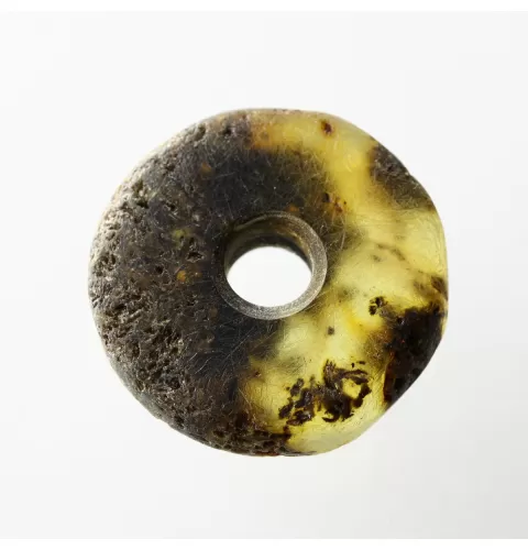 Raw Donut shape Baltic amber pendant medallion