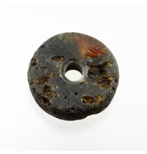 Raw Donut shape Baltic amber pendant medallion