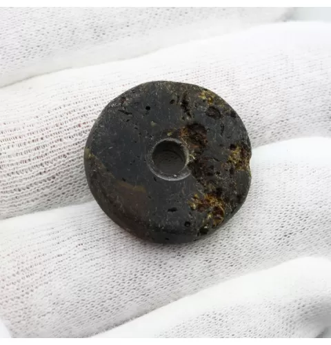 Raw Donut shape Baltic amber pendant medallion