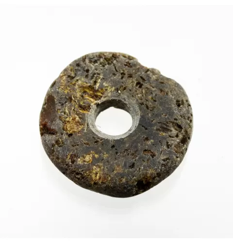Raw Donut shape Baltic amber pendant medallion