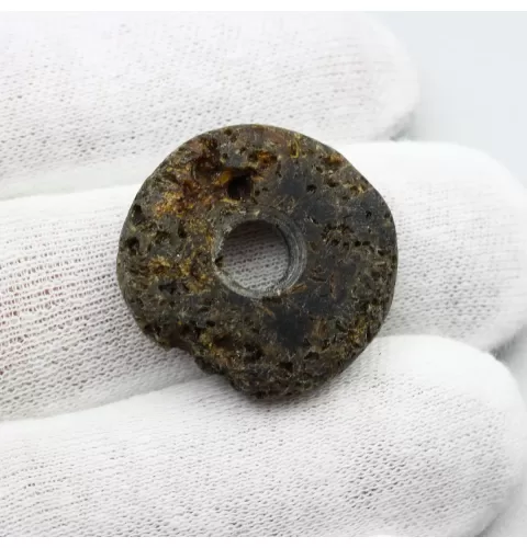 Raw Donut shape Baltic amber pendant medallion