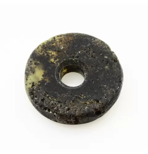 Raw Donut shape Baltic amber pendant medallion