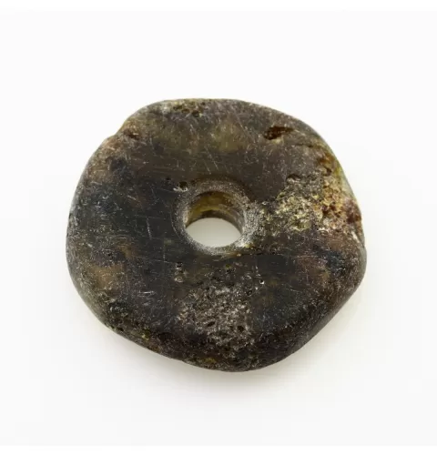Raw Donut shape Baltic amber pendant medallion