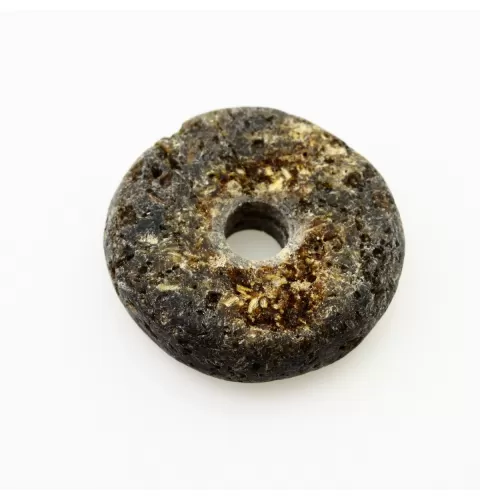 Raw Donut shape Baltic amber pendant medallion