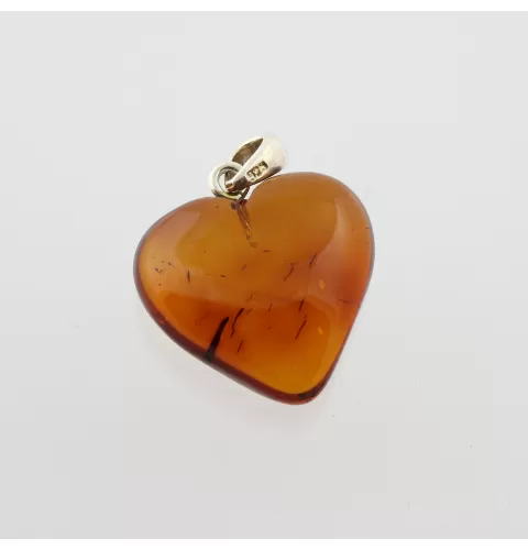 Heart Shape Cognac Baltic Amber Pendant Charm