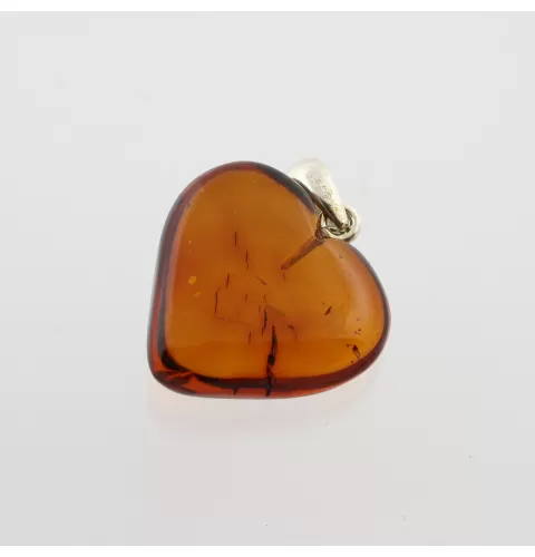Heart Shape Cognac Baltic Amber Pendant Charm
