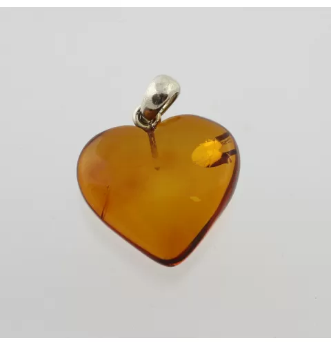 Heart Shape Cognac Baltic Amber Pendant Charm