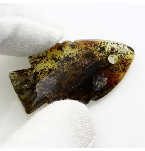 Baltic Amber figurine FISH Pendant Charm
