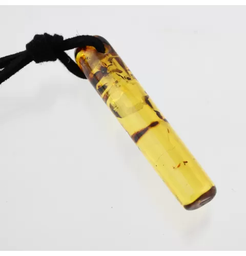 Natural Amber Pendant w Leather Cord