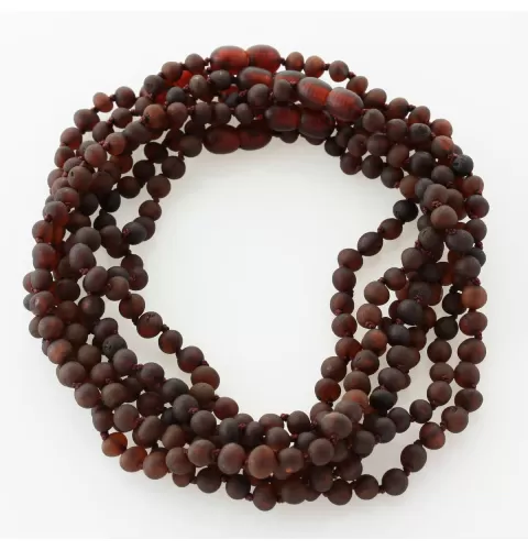 7 Raw Cognac BAROQUE Baltic amber teething necklaces 32cm