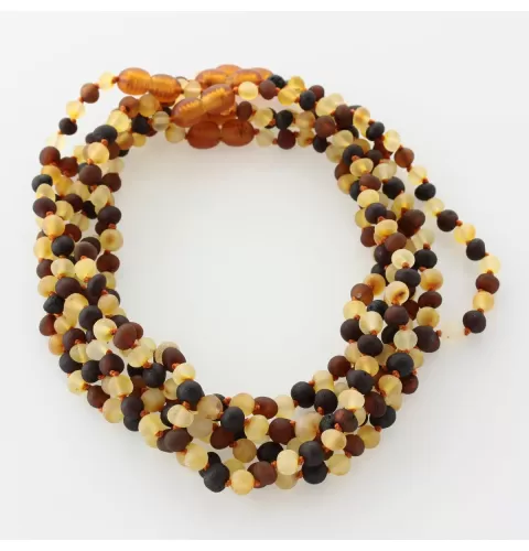 6 Raw Multi BAROQUE Baltic amber teething necklaces 32cm